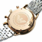 Emporio Armani Gianni AR1721 43mm Men's Chronograph Watch – Grey Sunray & Rose Gold Stainless Steel Bracelet