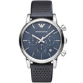 Emporio Armani Luigi AR1736 43mm Men's Chronograph Watch – Blue & Blue Genuine Leather Strap