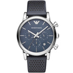 Emporio Armani Luigi AR1736 43mm Men's Chronograph Watch – Blue & Blue Genuine Leather Strap
