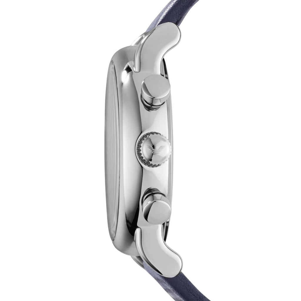 Emporio Armani Luigi AR1736 43mm Men's Chronograph Watch – Blue & Blue Genuine Leather Strap