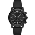 Emporio Armani Luigi Slim AR11133 43mm Men's Chronograph Watch – Black & Black Silicone Strap