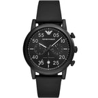 Emporio Armani Luigi Slim AR11133 43mm Men's Chronograph Watch – Black & Black Silicone Strap