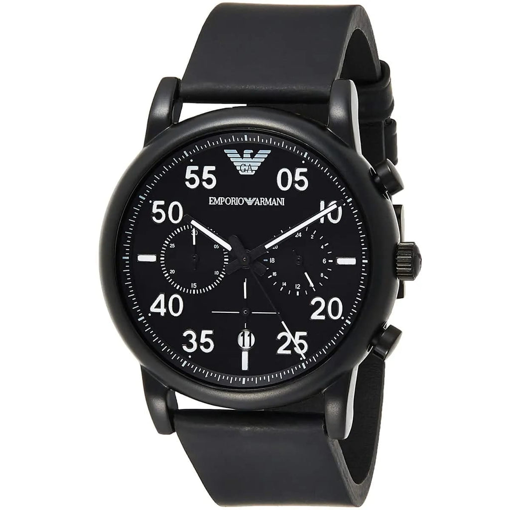 Emporio Armani Luigi Slim AR11133 43mm Men's Chronograph Watch – Black & Black Silicone Strap