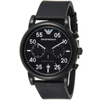 Emporio Armani Luigi Slim AR11133 43mm Men's Chronograph Watch – Black & Black Silicone Strap