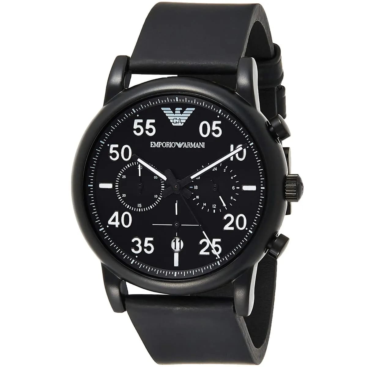 Emporio Armani Luigi Slim AR11133 43mm Men's Chronograph Watch – Black & Black Silicone Strap