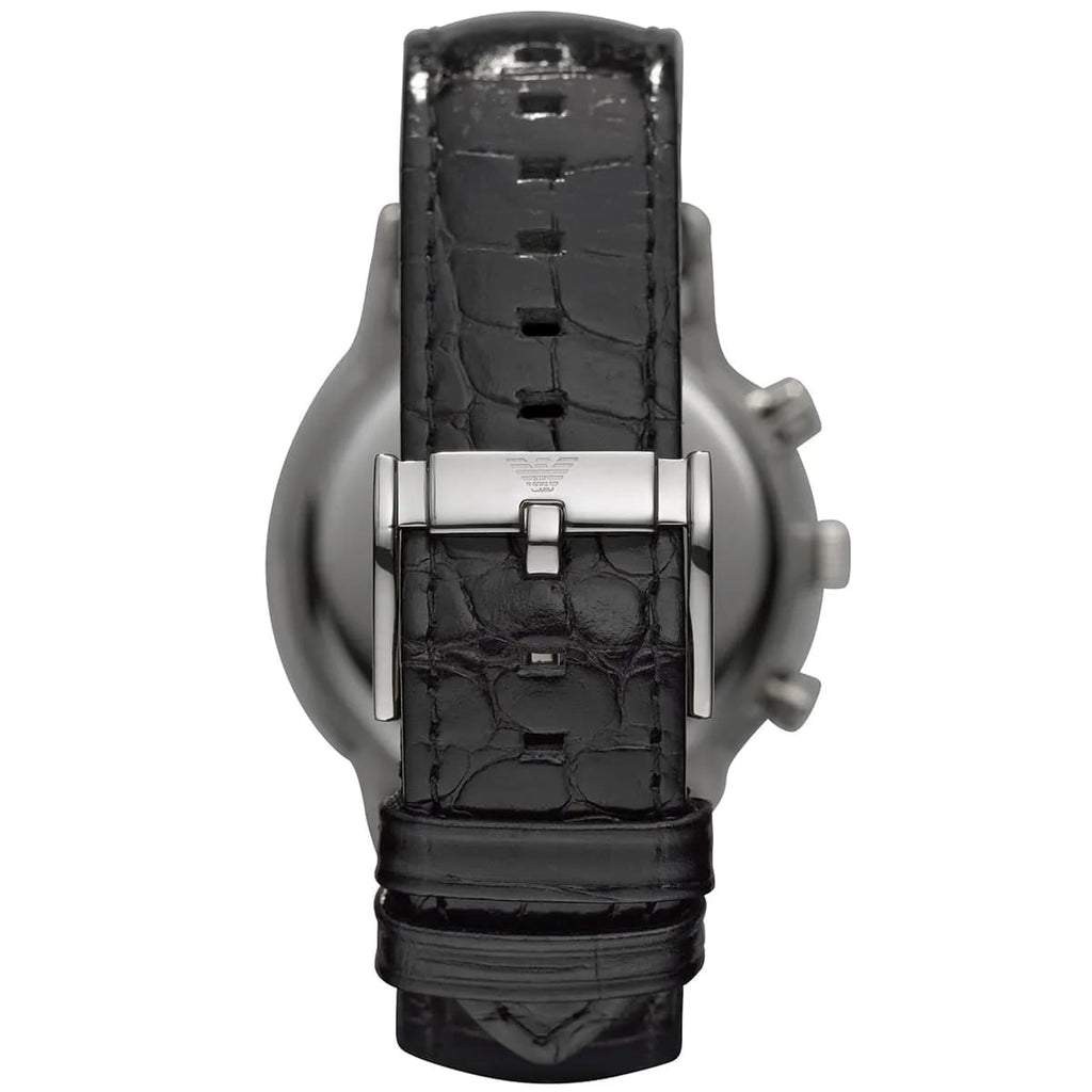 Emporio Armani Renato AR2447 43mm Men's Chronograph Watch – Black & Black Genuine Leather Strap
