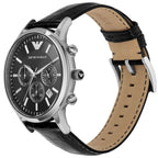 Emporio Armani Renato AR2447 43mm Men's Chronograph Watch – Black & Black Genuine Leather Strap