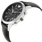 Emporio Armani Renato AR2447 43mm Men's Chronograph Watch – Black & Black Genuine Leather Strap