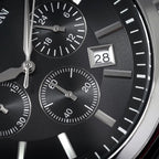 Emporio Armani Renato AR2447 43mm Men's Chronograph Watch – Black & Black Genuine Leather Strap