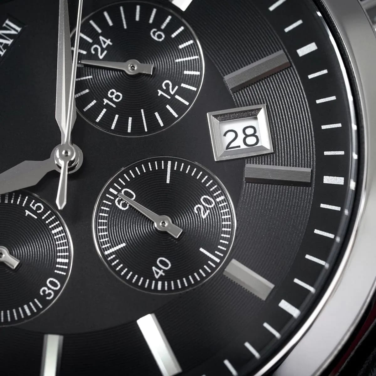 Emporio Armani Renato AR2447 43mm Men's Chronograph Watch – Black & Black Genuine Leather Strap