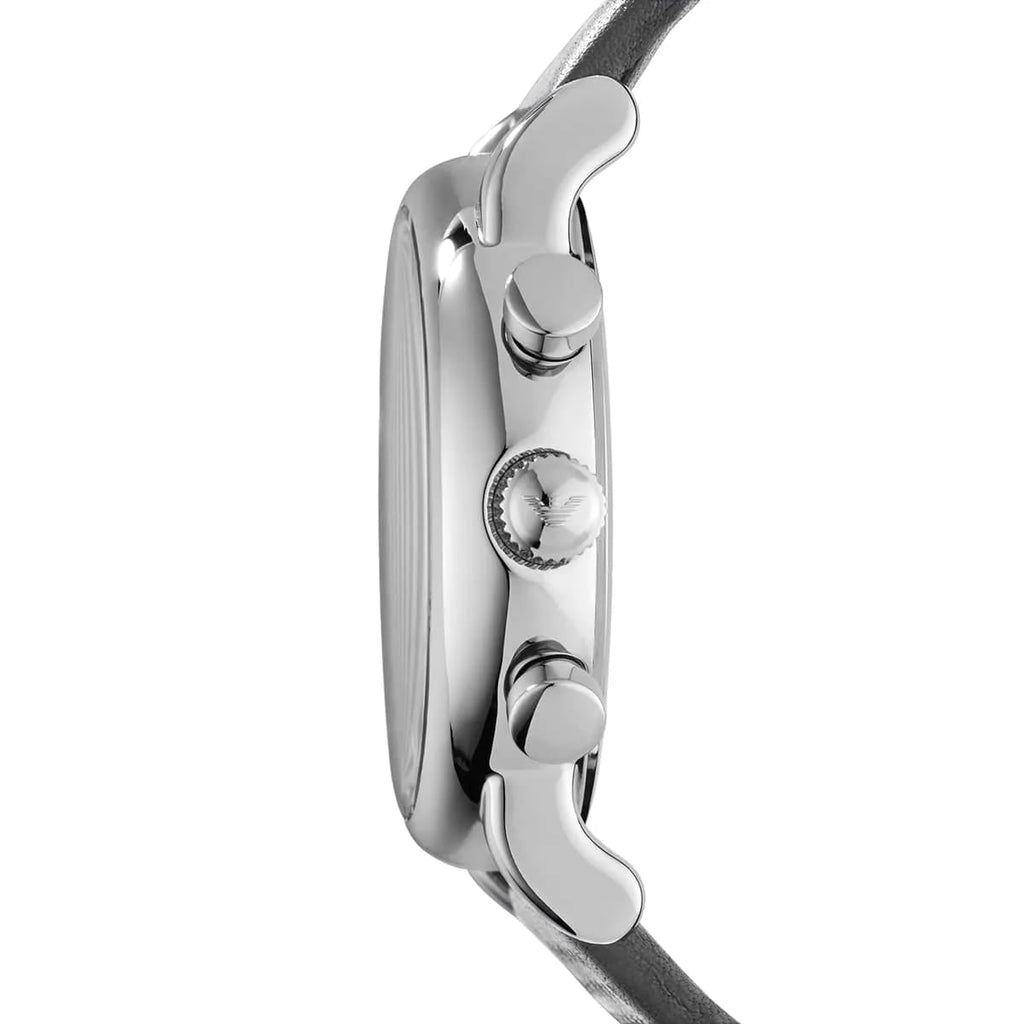 Emporio Armani Luigi AR1735 43mm Men's Chronograph Watch – Grey & Grey Genuine Leather Strap