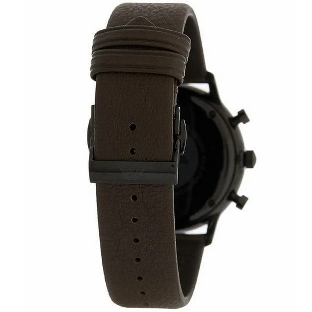 Emporio Armani Gianni AR1932 43mm Men's Chronograph Watch – Grey Sunray & Brown Genuine Leather Strap