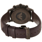 Emporio Armani Gianni AR1932 43mm Men's Chronograph Watch – Grey Sunray & Brown Genuine Leather Strap