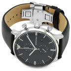Emporio Armani Gianni AR0397 43mm Men's Chronograph Watch – Black & Black Genuine Leather Strap