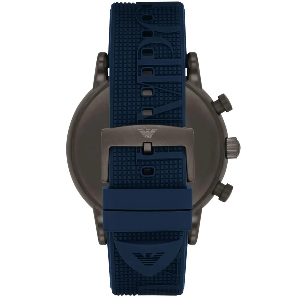 Emporio Armani Luigi AR11023 43mm Men's Chronograph Watch – Black & Blue Silicone Strap