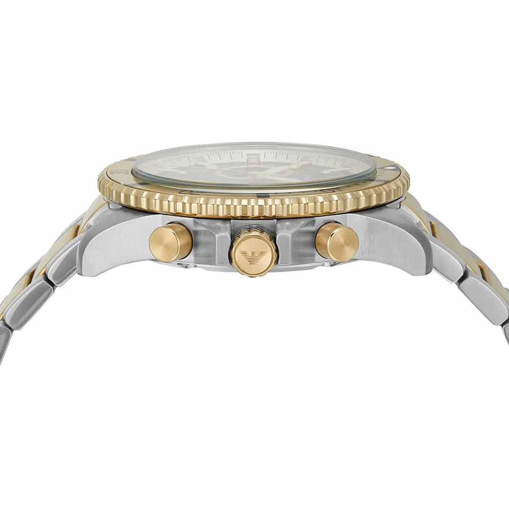 Emporio Armani Diver AR11586 43mm Men's Chronograph Watch – Green & Two-Tone Stainless Steel Bracelet