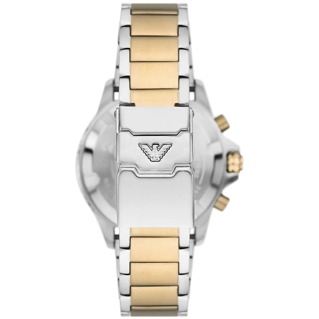 Emporio Armani Diver AR11586 43mm Men's Chronograph Watch – Green & Two-Tone Stainless Steel Bracelet