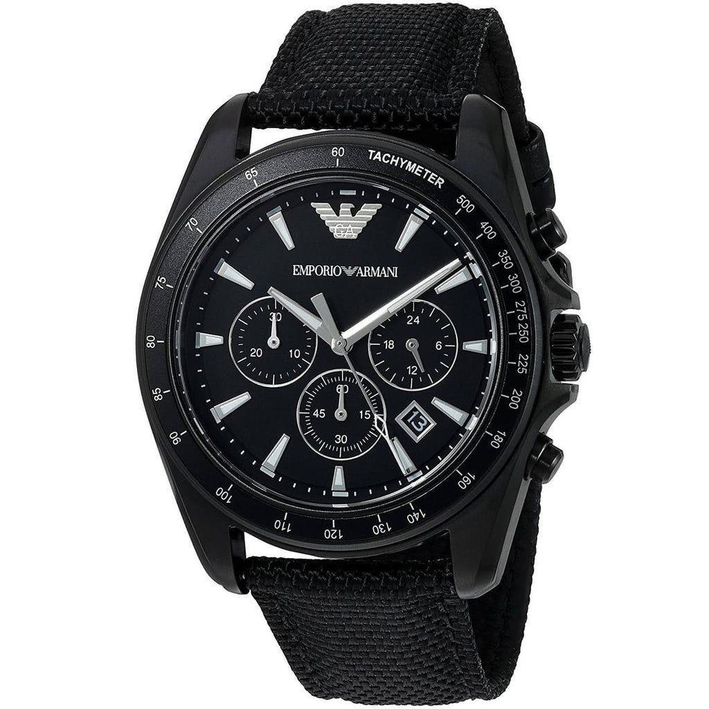 Emporio Armani Sigma AR6131 43mm Men's Chronograph Watch – Black & Black Textile Strap