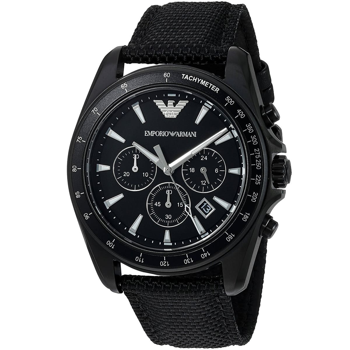 Emporio Armani Sigma AR6131 43mm Men's Chronograph Watch – Black & Black Textile Strap