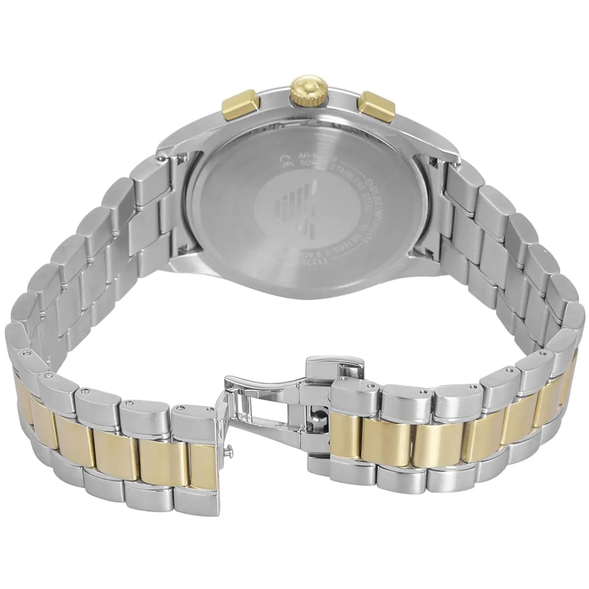Emporio Armani Paolo AR11579 43mm Men's Chronograph Watch – Blue Textured & Two-Tone Stainless Steel Bracelet