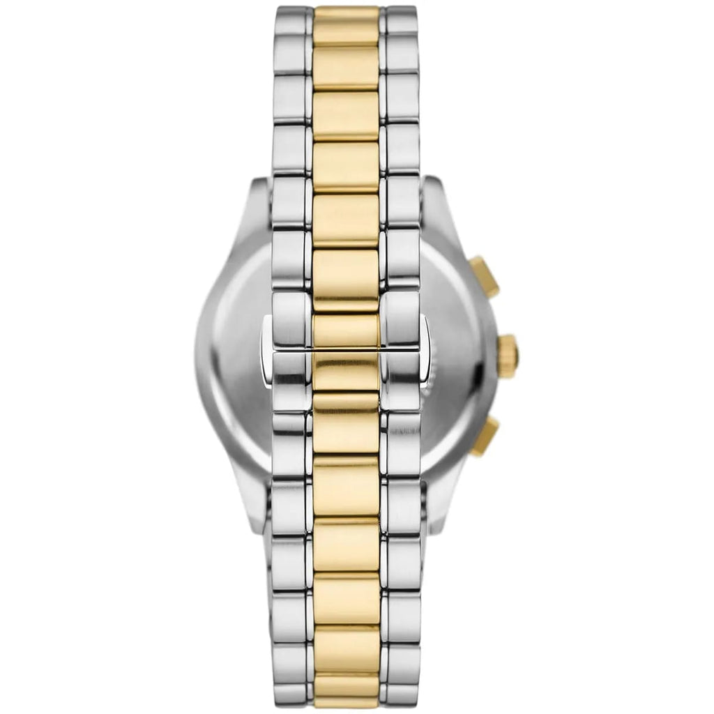 Emporio Armani Paolo AR11579 43mm Men's Chronograph Watch – Blue Textured & Two-Tone Stainless Steel Bracelet