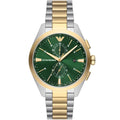 Emporio Armani Paolo AR11511 Men's Chronograph Watch – Green Sunray & Green Stainless Steel Bracelet