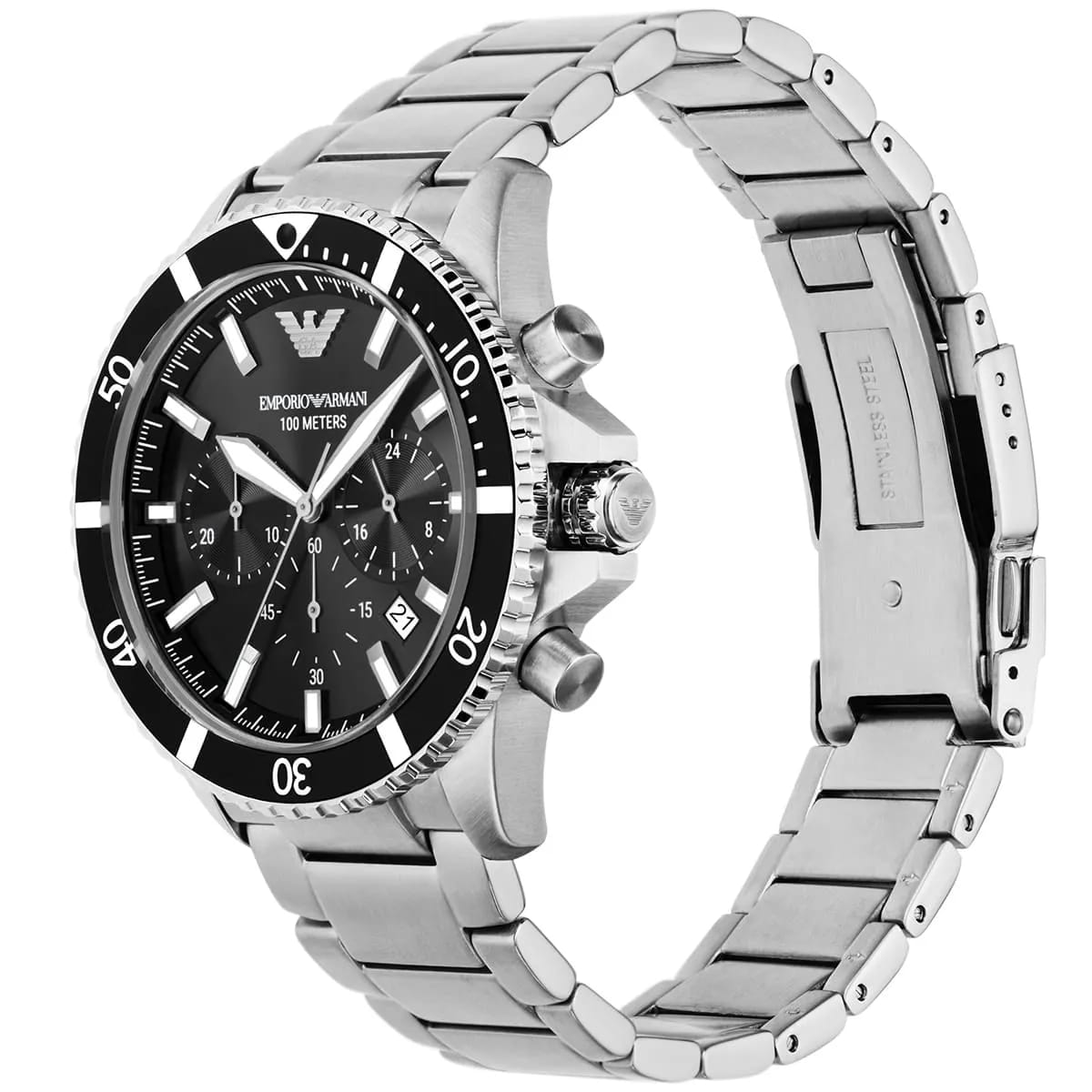 Emporio Armani Diver AR11360 Men's Chronograph Watch – Black & Black Stainless Steel Bracelet