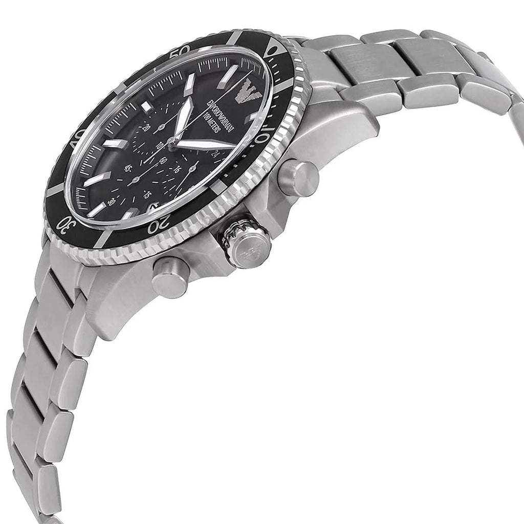 Emporio Armani Diver AR11360 Men's Chronograph Watch – Black & Black Stainless Steel Bracelet