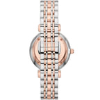 Emporio Armani Gianni T-Bar AR11537 32mm Women's Quartz Watch – Silver Crystal-Set Sunray & Two-Tone Silver and Rose Gold Stainless Steel Bracelet