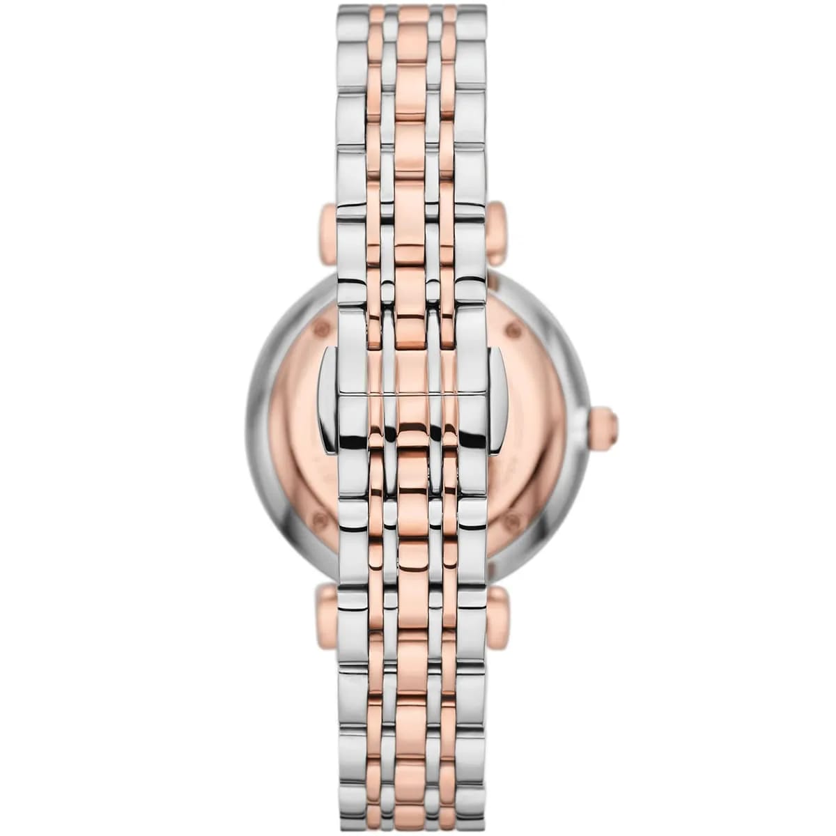 Emporio Armani Gianni T-Bar AR11537 32mm Women's Quartz Watch – Silver Crystal-Set Sunray & Two-Tone Silver and Rose Gold Stainless Steel Bracelet