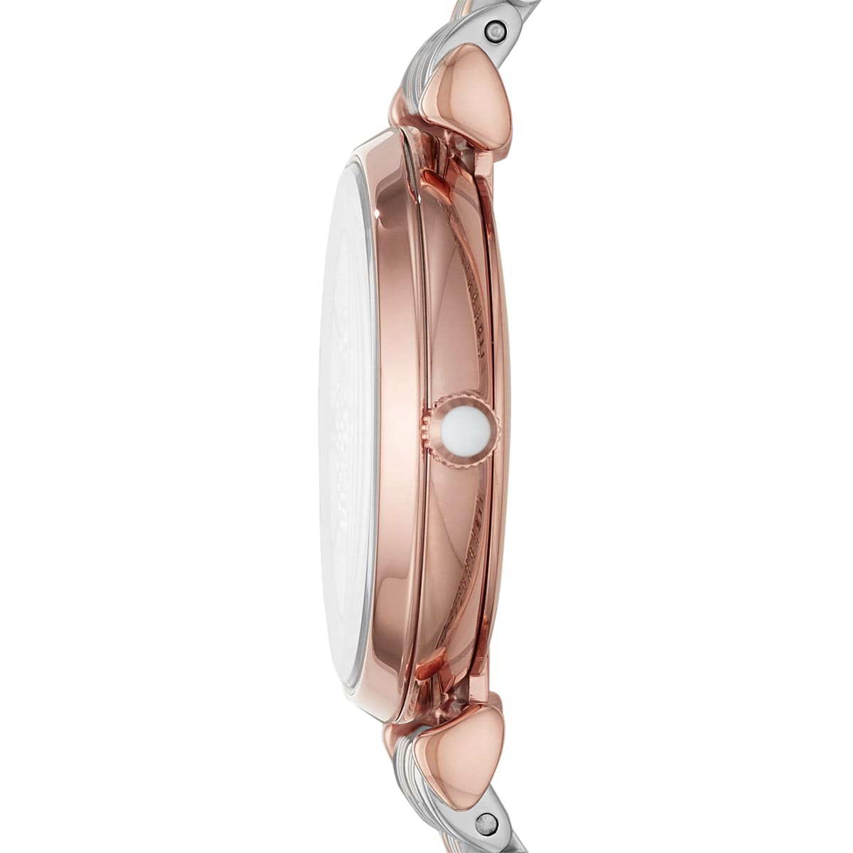 Emporio Armani Gianni T-Bar AR11537 32mm Women's Quartz Watch – Silver Crystal-Set Sunray & Two-Tone Silver and Rose Gold Stainless Steel Bracelet