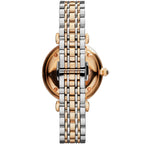 Emporio Armani Gianni T-Bar AR1840 32mm Women's Quartz Watch – White Sunray & Rose Gold Stainless Steel Bracelet