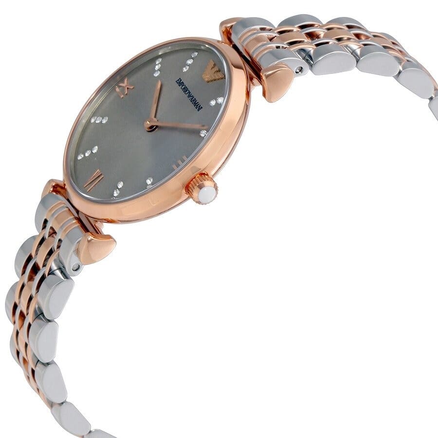 Emporio Armani Gianni T-Bar AR1840 32mm Women's Quartz Watch – White Sunray & Rose Gold Stainless Steel Bracelet