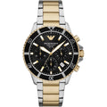 Emporio Armani World Explorer AR11680 Men's Solar Solar Watch – Black & Two-Tone Stainless Steel Bracelet