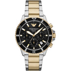 Emporio Armani World Explorer AR11680 Men's Solar Solar Watch – Black & Two-Tone Stainless Steel Bracelet