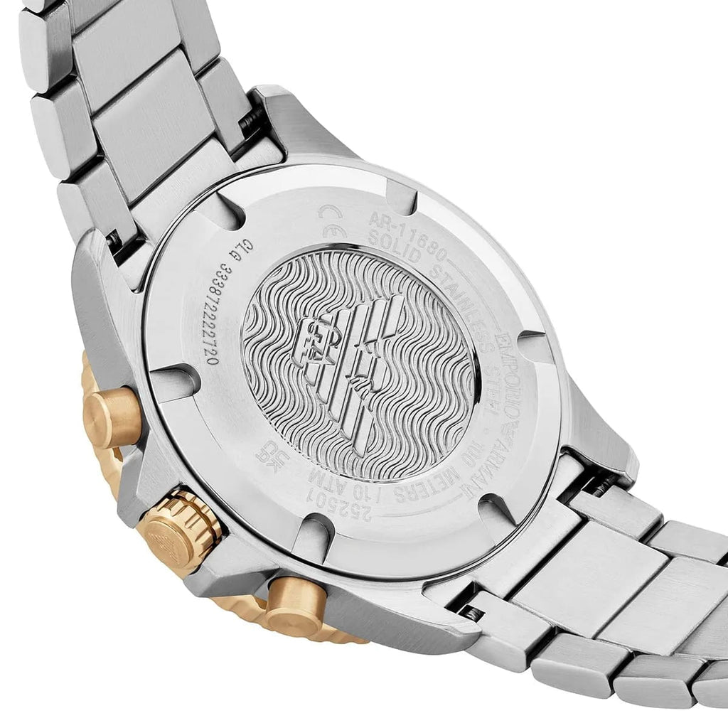 Emporio Armani World Explorer AR11680 Men's Solar Solar Watch – Black & Two-Tone Stainless Steel Bracelet