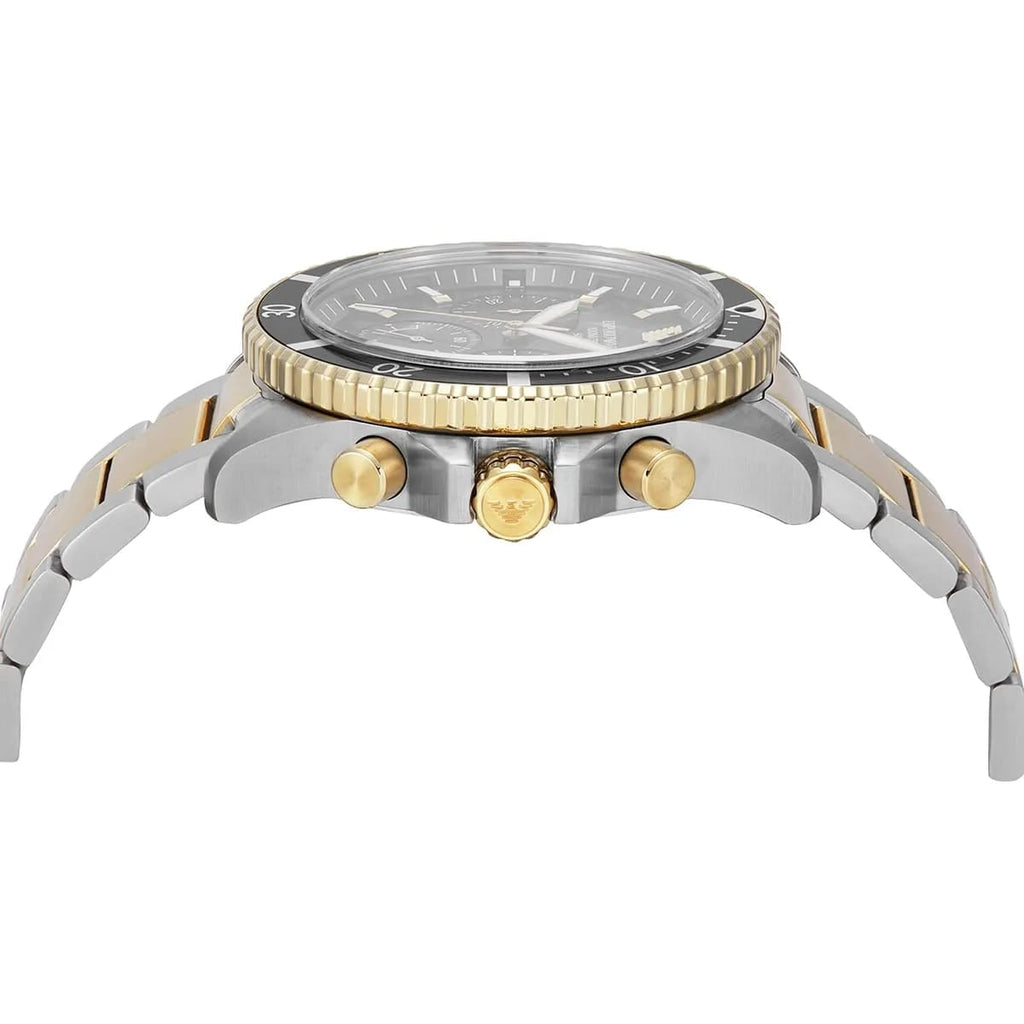 Emporio Armani World Explorer AR11680 Men's Solar Solar Watch – Black & Two-Tone Stainless Steel Bracelet