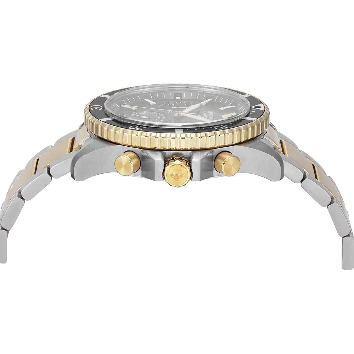 Emporio Armani World Explorer AR11680 Men's Solar Solar Watch – Black & Two-Tone Stainless Steel Bracelet