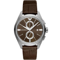 Emporio Armani Claudio AR11482 Men's Chronograph Watch – Brown Sunray & Brown Genuine Leather Strap