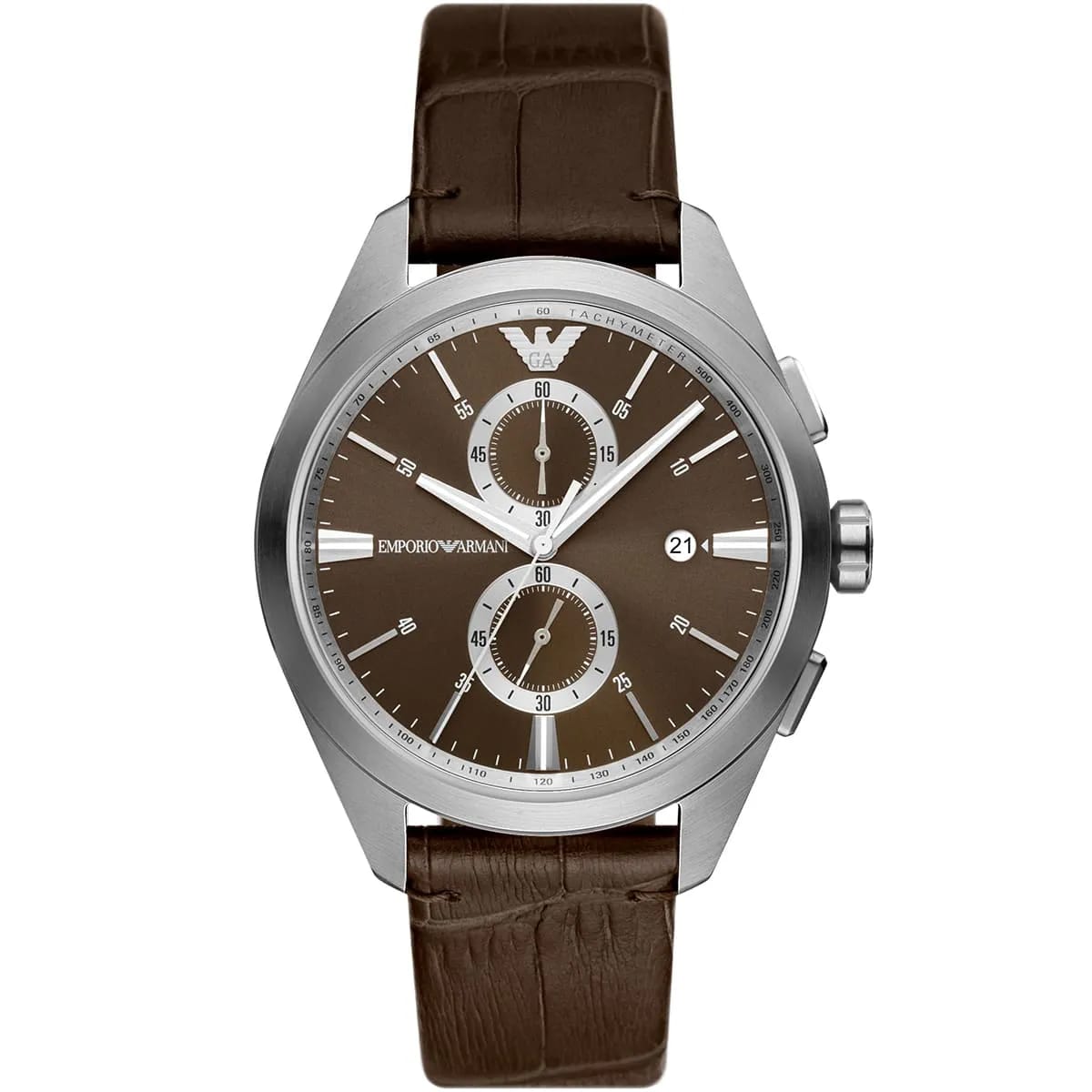 Emporio Armani Claudio AR11482 Men's Chronograph Watch – Brown Sunray & Brown Genuine Leather Strap