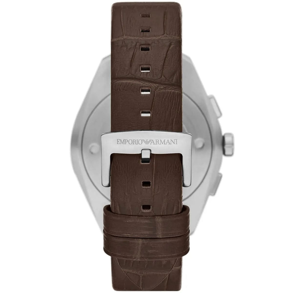 Emporio Armani Claudio AR11482 Men's Chronograph Watch – Brown Sunray & Brown Genuine Leather Strap