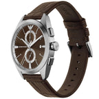 Emporio Armani Claudio AR11482 Men's Chronograph Watch – Brown Sunray & Brown Genuine Leather Strap
