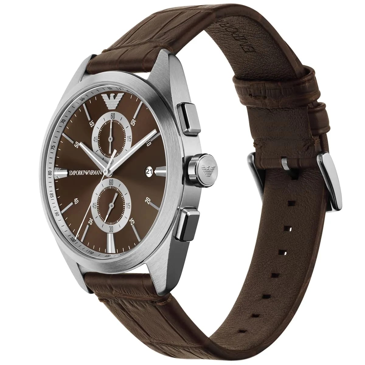 Emporio Armani Claudio AR11482 Men's Chronograph Watch – Brown Sunray & Brown Genuine Leather Strap