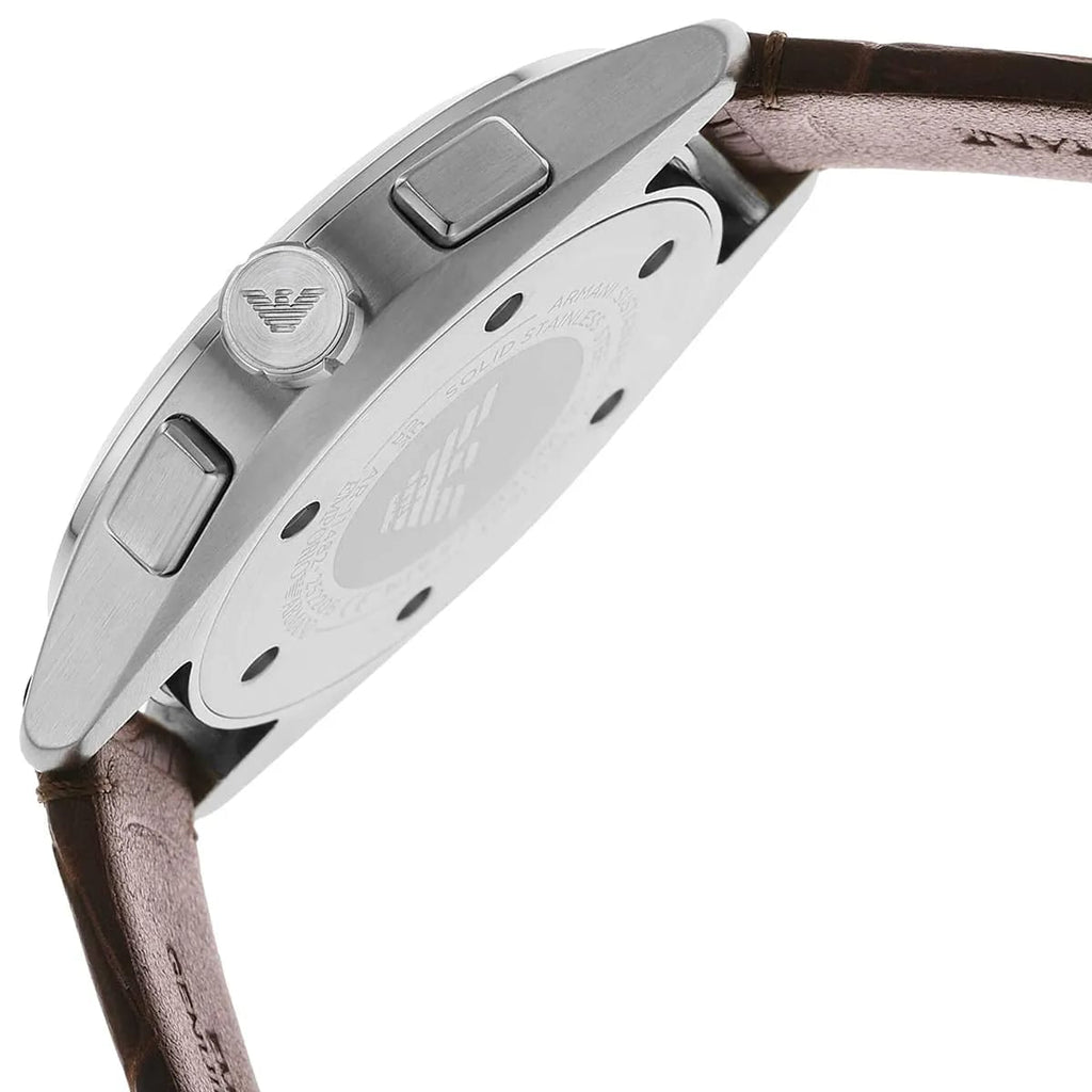 Emporio Armani Claudio AR11482 Men's Chronograph Watch – Brown Sunray & Brown Genuine Leather Strap