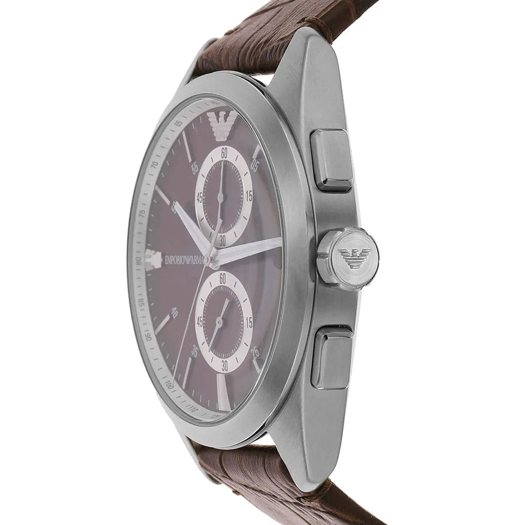 Emporio Armani Claudio AR11482 Men's Chronograph Watch – Brown Sunray & Brown Genuine Leather Strap