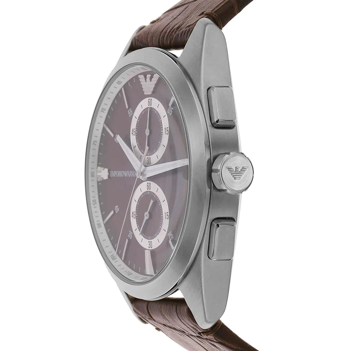 Emporio Armani Claudio AR11482 Men's Chronograph Watch – Brown Sunray & Brown Genuine Leather Strap