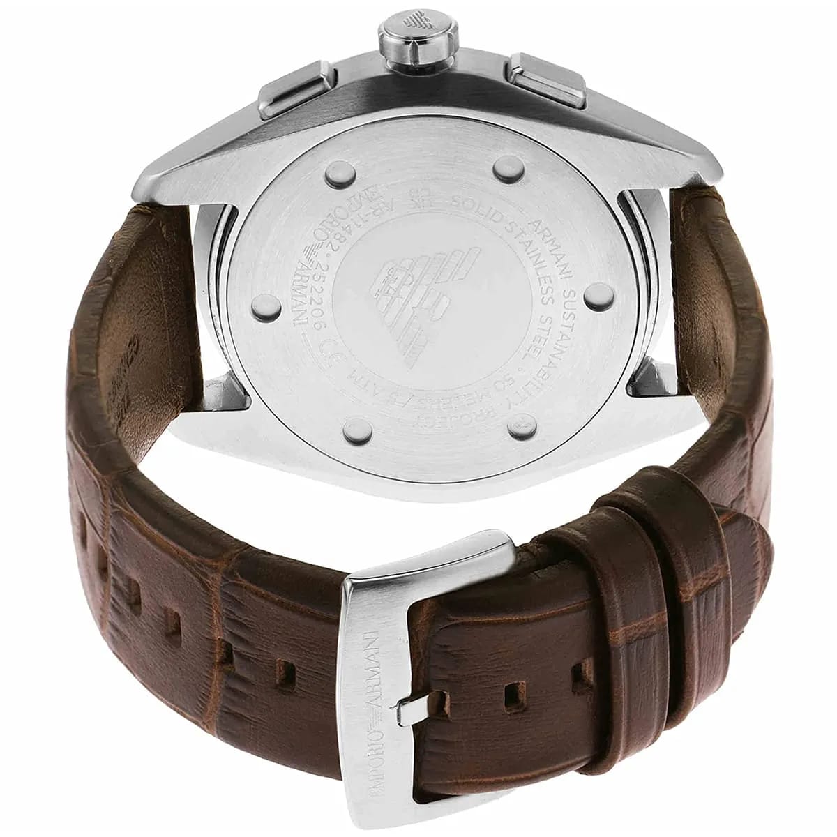 Emporio Armani Claudio AR11482 Men's Chronograph Watch – Brown Sunray & Brown Genuine Leather Strap