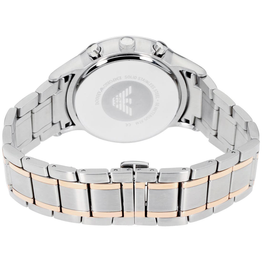 Emporio Armani Renato AR11165 Men's Chronograph Watch – Black Sunray & Rose Gold Stainless Steel Bracelet