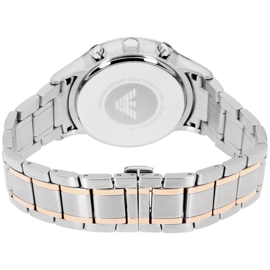 Emporio Armani Renato AR11165 Men's Chronograph Watch – Black Sunray & Rose Gold Stainless Steel Bracelet