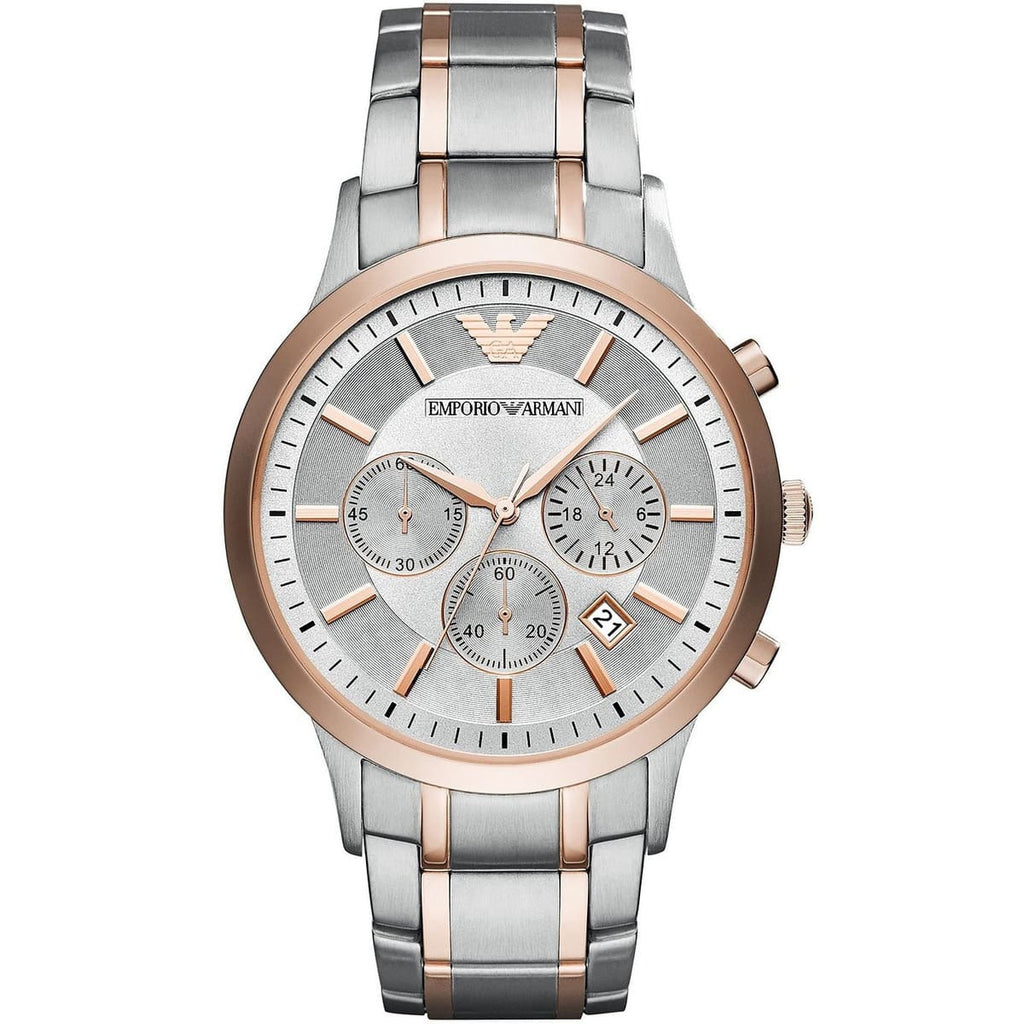 Emporio Armani Renato AR11076 Men's Chronograph Watch – Two-Tone Sunray & Two-Tone Stainless Steel Bracelet